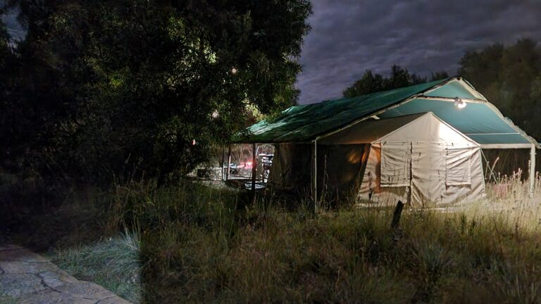 Tent in the bush at Mvubu Game Lodge